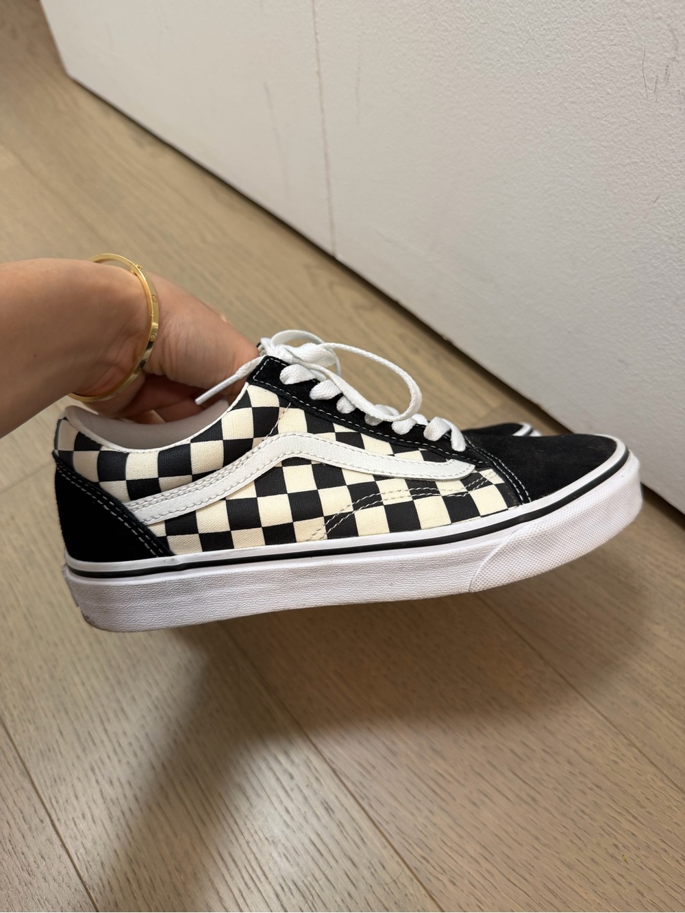 Vans Kids Checkerboard Old Skool Sneakers - Black & White